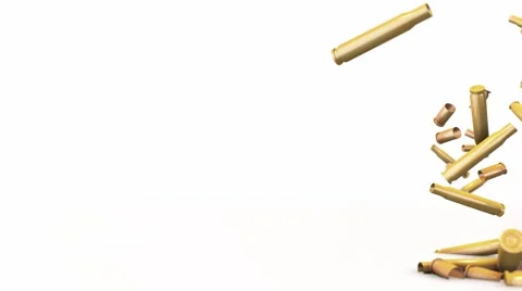 Bullet shell animation background with isolated white background Stock Footage 65530618