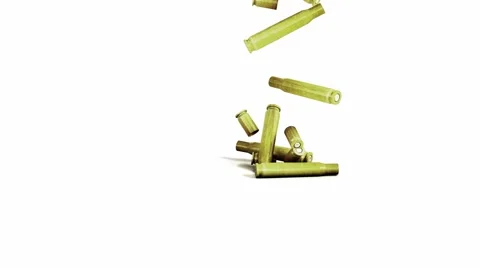 Bullet shell animation background with isolated white background Stock Footage 65530860