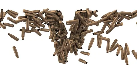 Bullet shell font. Letter U, V, W, X, Y, Z 库存影片 73170314