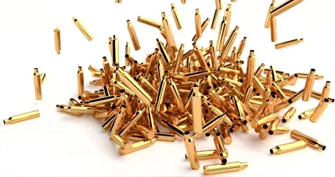 Bullet shell pile Isolated white background. Stock Footage 154036457
