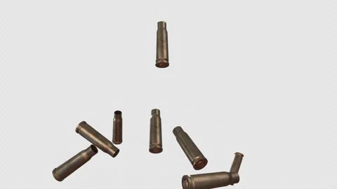 Bullet Shells hitting ground close up side view Stock Footage 341765869