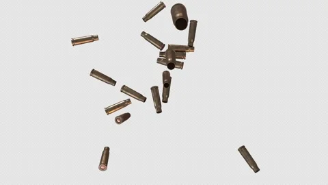 Bullet Shells hitting ground overhead view Stock Footage 341765902