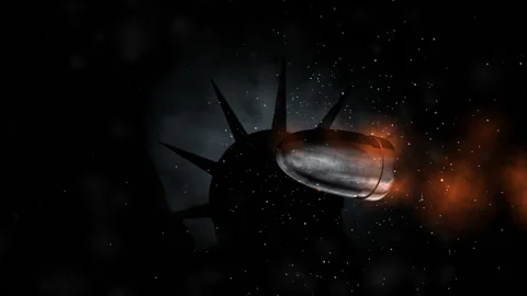 Bullet in slow motion against statue of liberty Stock Footage 187225539