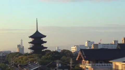 Bullet train driving through Kyoto in the morning Stock Footage 153321068