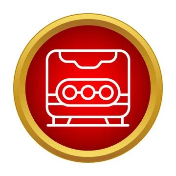 Bullet train icon on red circle background Stock Illustration