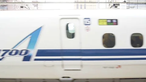 Bullet train moving on the platform Stock Footage 79405290