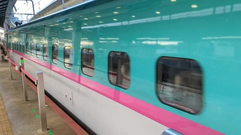 A bullet train pulling out of Tokyo Station Stock Footage 247500687