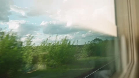 Bullet train rides on railway track. Journey and trip on train Stock Footage 196239656
