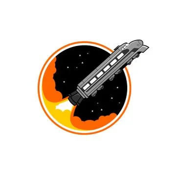 Bullet train rocket launching into space vector illustration Stock Illustration