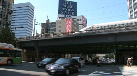 Bullet Train. Tokyo, Japan. Shinkansen is a network of high-speed railway lines Stock Footage