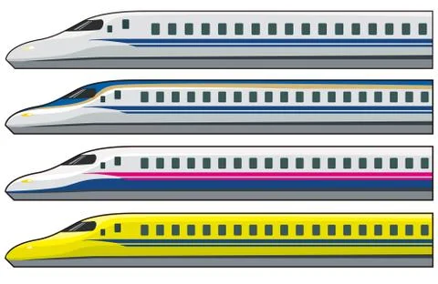 Bullet trains, vector, illustrations. high speed trains. Stock Illustration