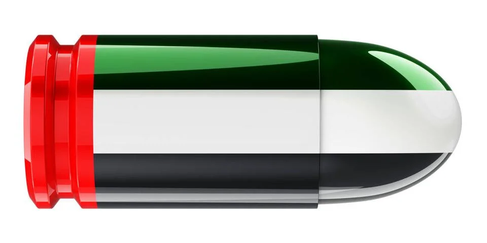 Bullet with the UAE flag, 3D rendering Bullet with the UAE flag, 3D render... Stock Photos