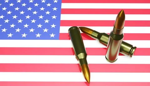 Bullet on the USA flag Stock Illustration
