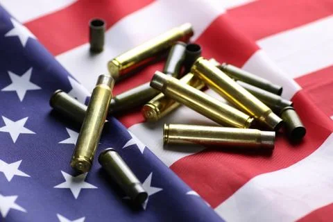 Bullet on the USA flag Stock Photos
