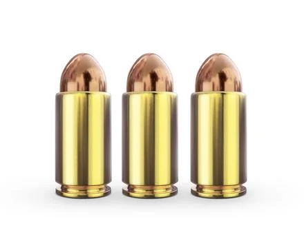 Bullet on white background. 3D render 库存照片