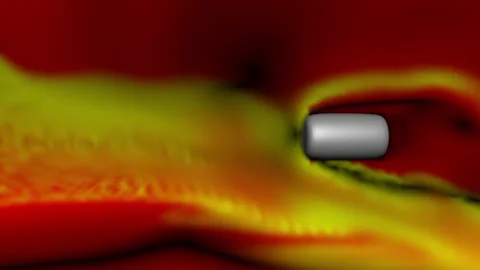 Bullet in wind tunnel.  Flat tip. 3d animation simulation Stock Footage 137480214