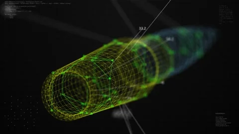 Bullet wireframe Animation. HUD Bullet Scanning Stock Footage 200444147