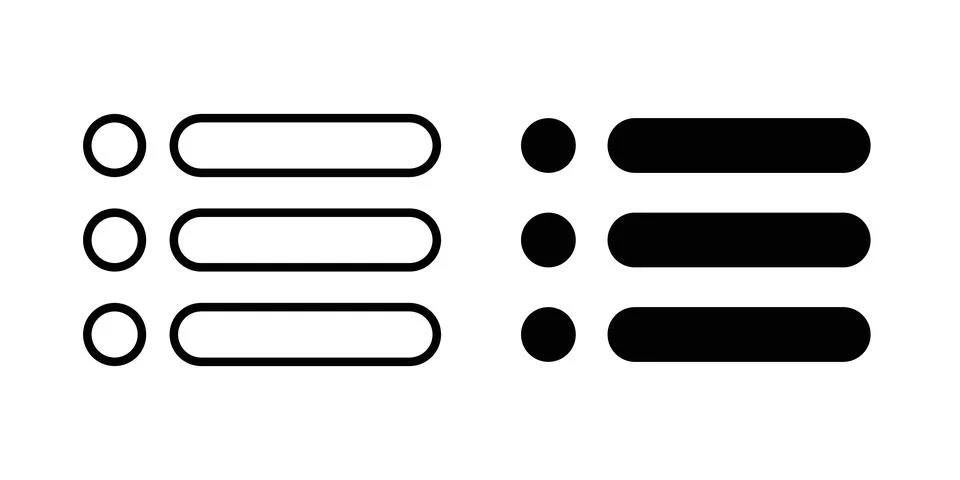 Bulleted list icon thin line and clipart style vector set Stock Illustration