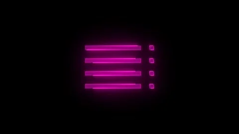 Bulleted list mirrored stroke icon glowing neon pink color animation Stock Footage 289386164
