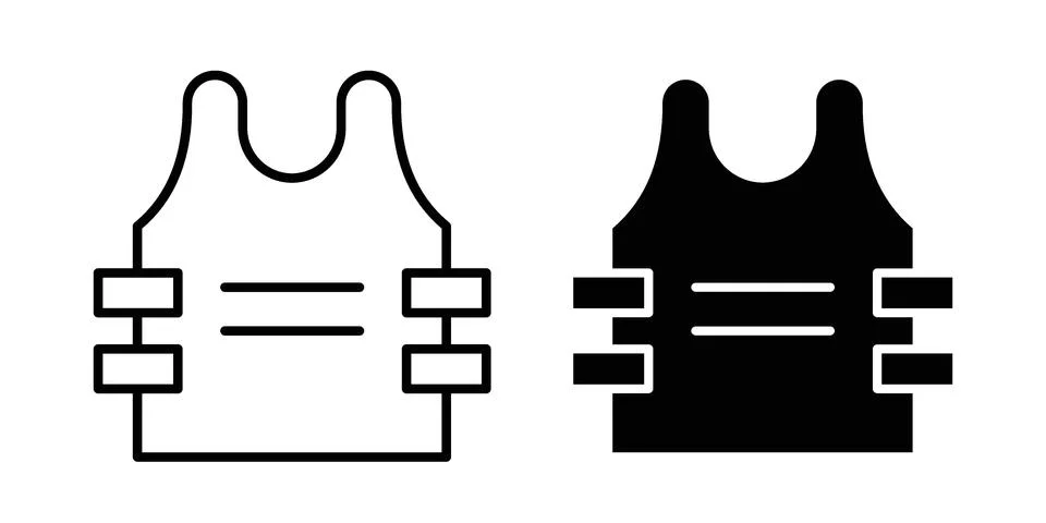 Bulletproof vest icon black vector isolated on white Stock Illustration
