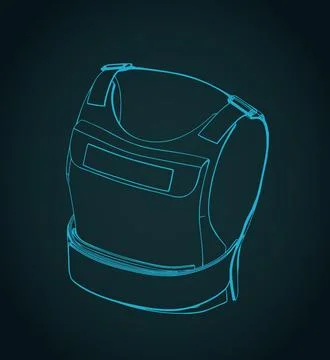 Bulletproof vest isometric blueprint Stock Illustration