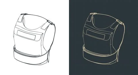 Bulletproof vest isometric blueprints Stock Illustration
