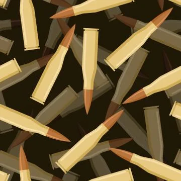 Bullets 3d seamless pattern. Texture of military ammunition. Cartridges for r Stock Illustration