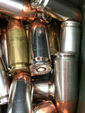 Bullets 40 .40 caliber smith and wesson speer winshester for handgun firearm Stock Photos