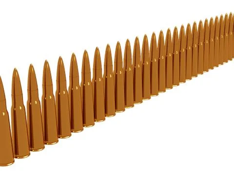 Bullets 9mm ammo row ammunition 3D illustration Stock Illustration