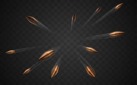 Bullets with air track on transparent background Stock Illustration