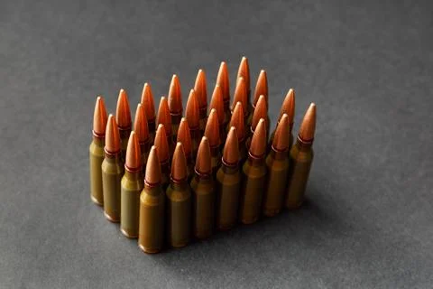 Bullets, ammunition on a black background Stock Photos
