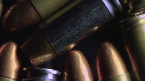 Bullets and Ammo in Dark Lighting Stock Footage 68456210