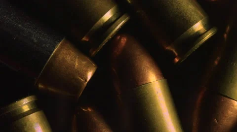 Bullets and Ammo on Table Stock Footage 68454944