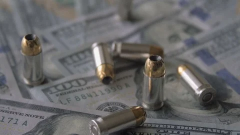 Bullets and Money Close Up Video stock 75620094
