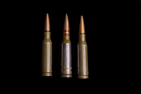 Bullets on black background, bullets isolated on black 스톡 사진