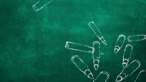 Bullets falling down on chalkboard 스톡 동영상 70589091