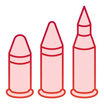 Bullets flat icon. Caliber vector illustration isolated on white. Ammo gradient Stock Illustration