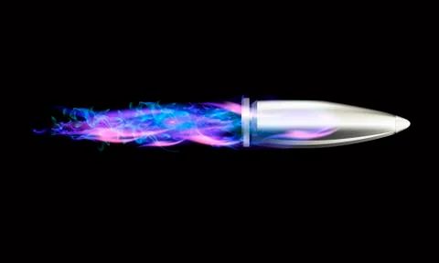 Bullets flying in the blue flame Stock Illustration