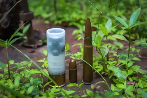 Bullets from the gun placed Stock-Fotos