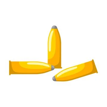 Bullets isolated on white background icon set. Gun elements in flat style. 库存插图
