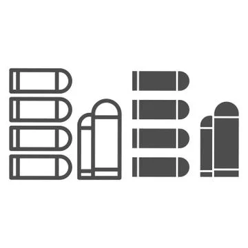 Bullets line and glyph icon. Ammunition vector illustration isolated on white Illustrazione stock
