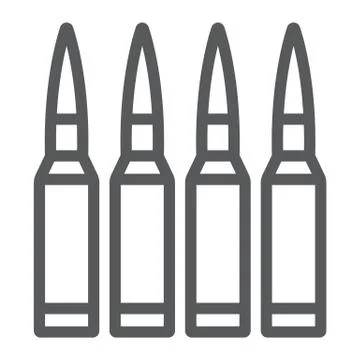 Bullets line icon, ammunition and army, caliber sign, vector graphics, a linear Stock Illustration