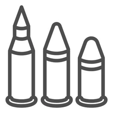 Bullets line icon. Caliber vector illustration isolated on white. Ammo outline Stock Illustration