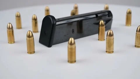 Bullets magazine rotate Video stock 236003009