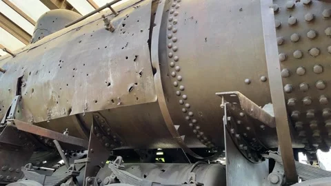 Bullets ridden train from Korean War Stock Footage 242162826