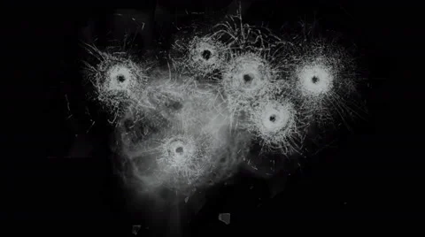 Bullets shatter glass Stock Footage 54199941
