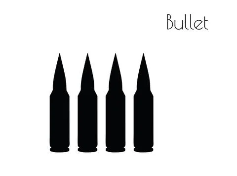 Bullets silhouette on white background Illustrazione stock