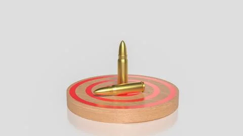 Bullets on Target Board Symbolizing Precision Aim 3d render. イラスト素材
