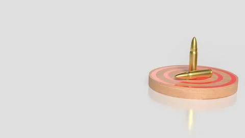 Bullets on Target Board Symbolizing Precision Aim 3d render. イラスト素材