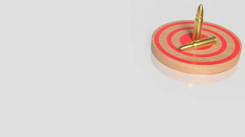 Bullets on Target Board Symbolizing Precision Aim 3d render. イラスト素材